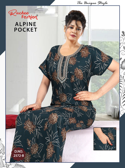 With Pocket Ruchee Fashion Alpine Night Gowns Wholesaler India