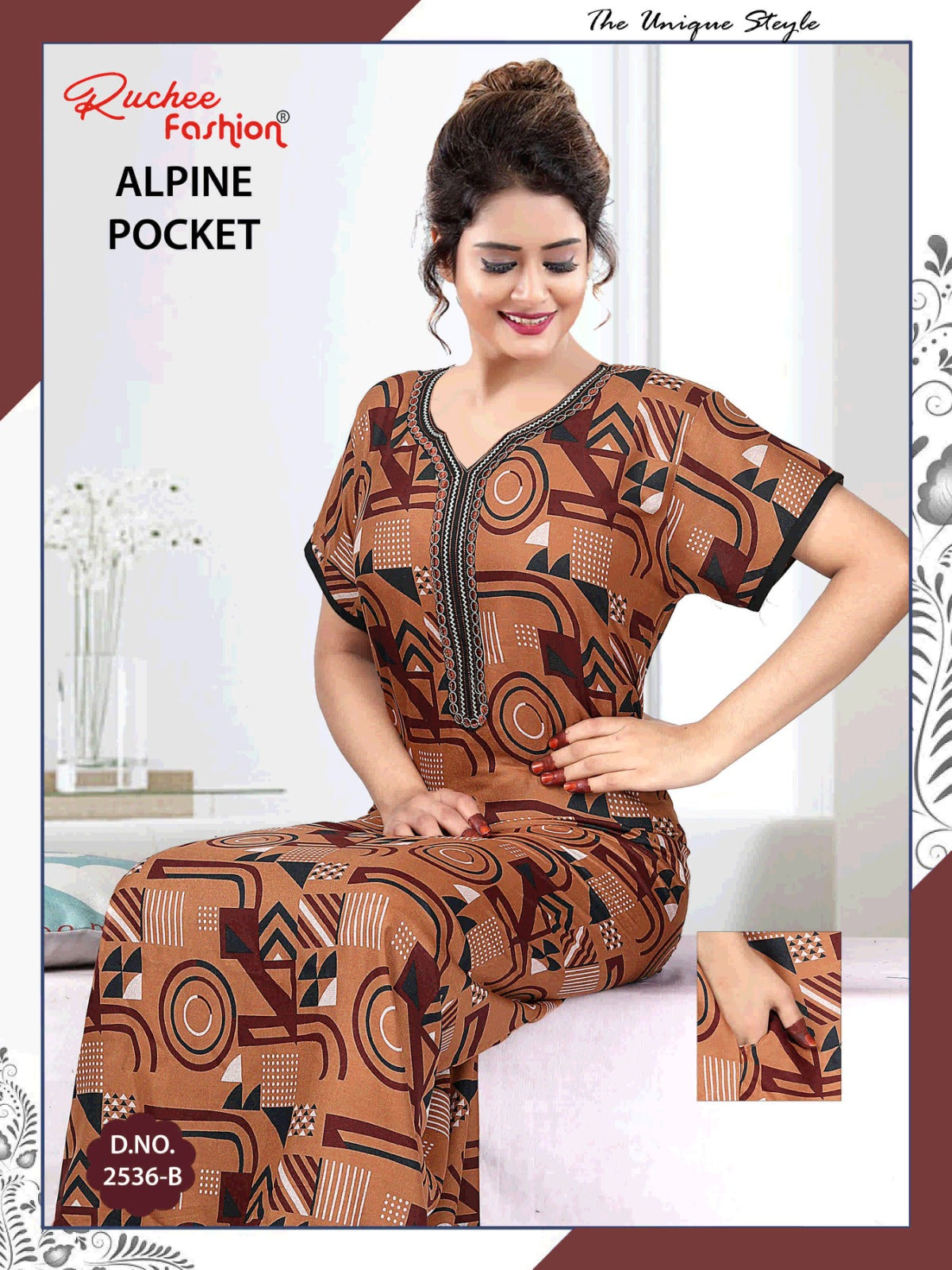 With Pocket Ruchee Fashion Alpine Night Gowns Wholesaler India