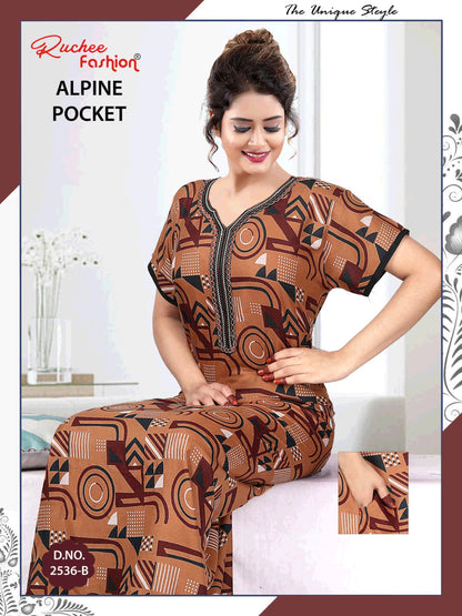 With Pocket Ruchee Fashion Alpine Night Gowns Wholesaler India