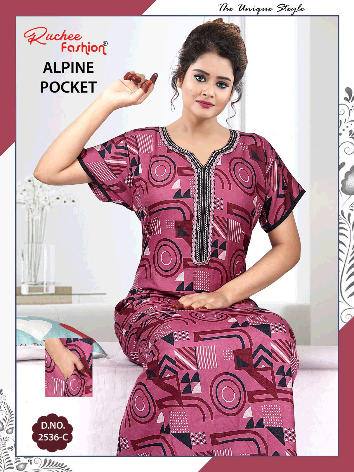 With Pocket Ruchee Fashion Alpine Night Gowns Wholesaler India