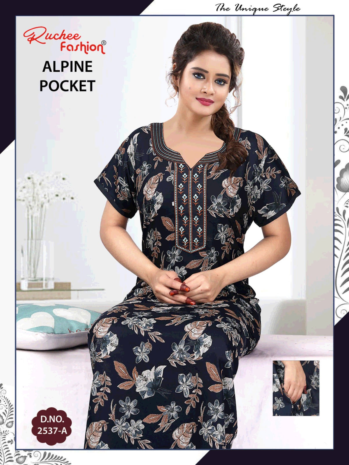 With Pocket Ruchee Fashion Alpine Night Gowns Wholesaler India