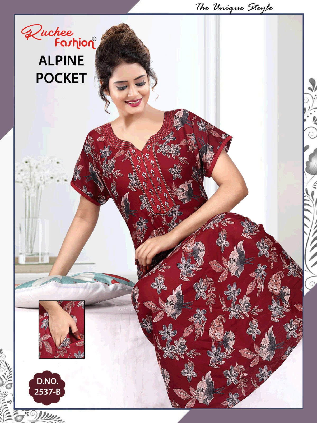 With Pocket Ruchee Fashion Alpine Night Gowns Wholesaler India