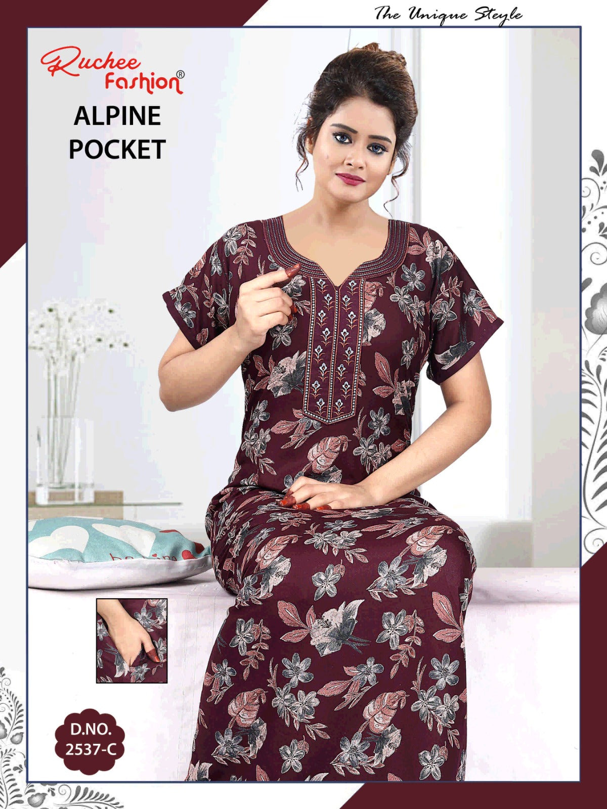 With Pocket Ruchee Fashion Alpine Night Gowns Wholesaler India