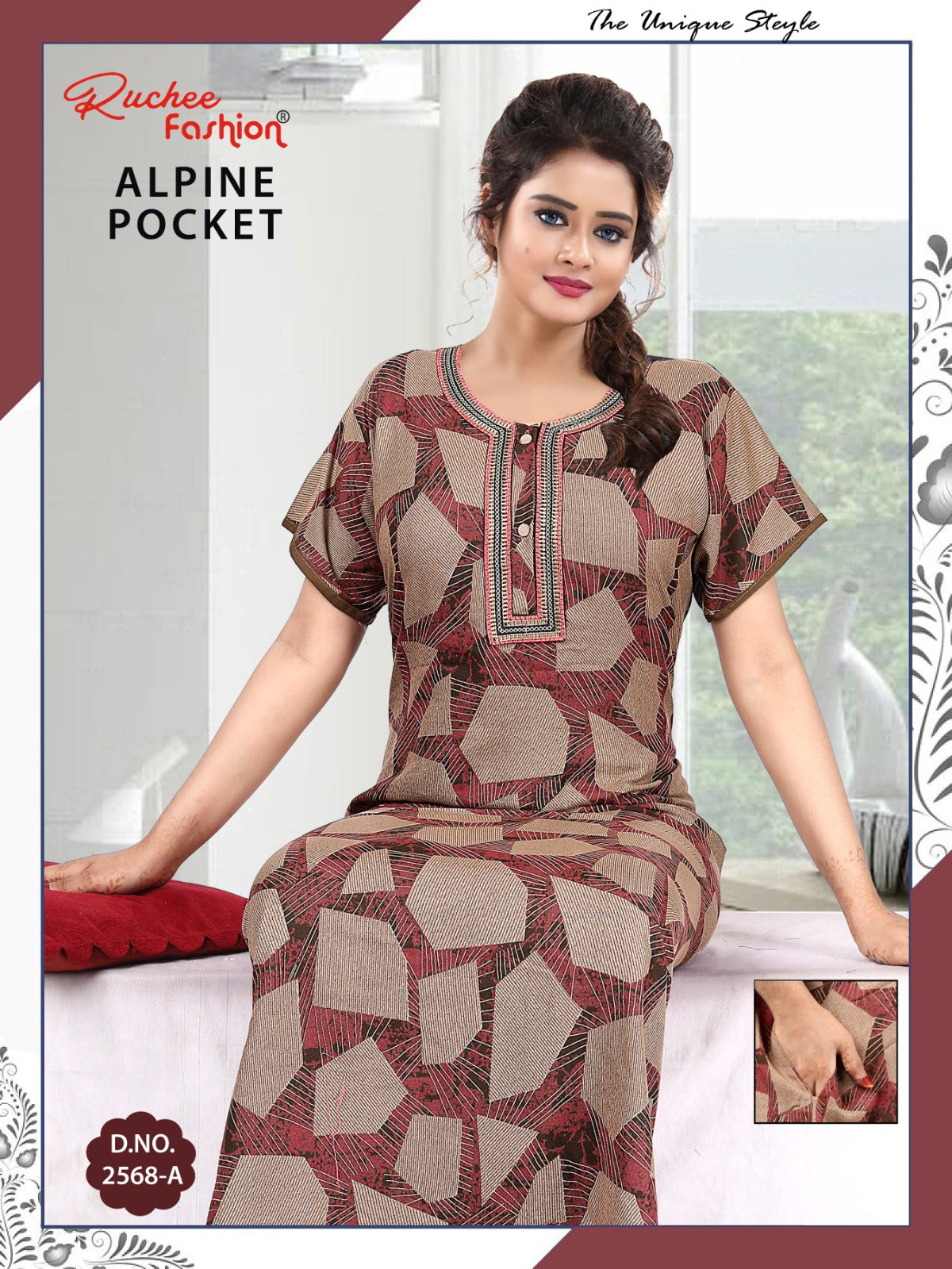 With Pocket Ruchee Fashion Alpine Night Gowns Wholesaler India