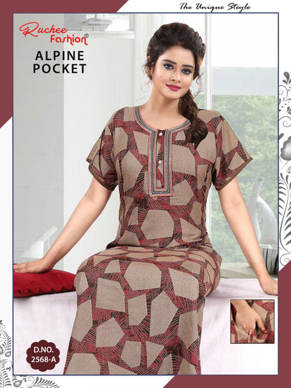 With Pocket Ruchee Fashion Alpine Night Gowns Wholesaler India