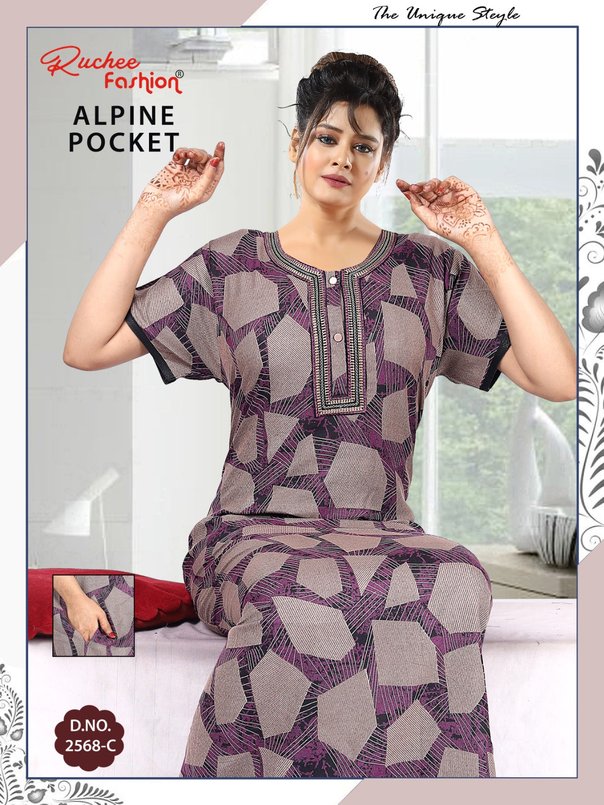 With Pocket Ruchee Fashion Alpine Night Gowns Wholesaler India