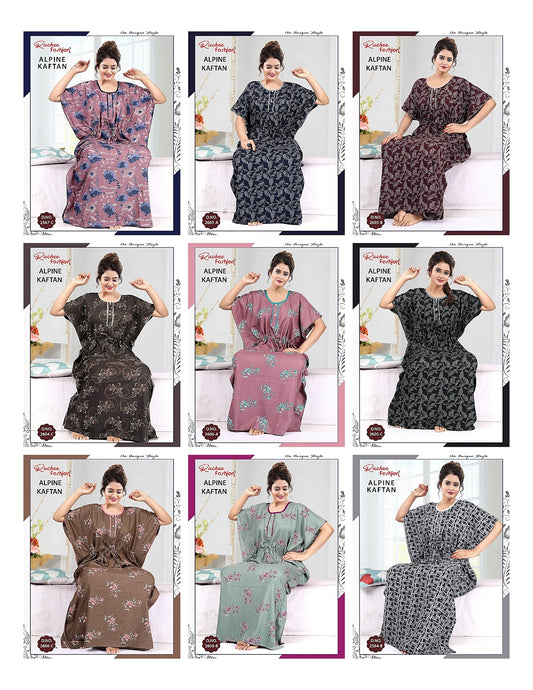 Without Pocket Ruchee Fashion Kaftan Nighty Exporter India