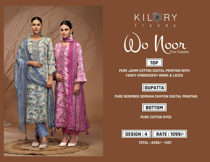 Wo Noor Kilory Pure Jam Pant Style Suits Wholesaler Gujarat