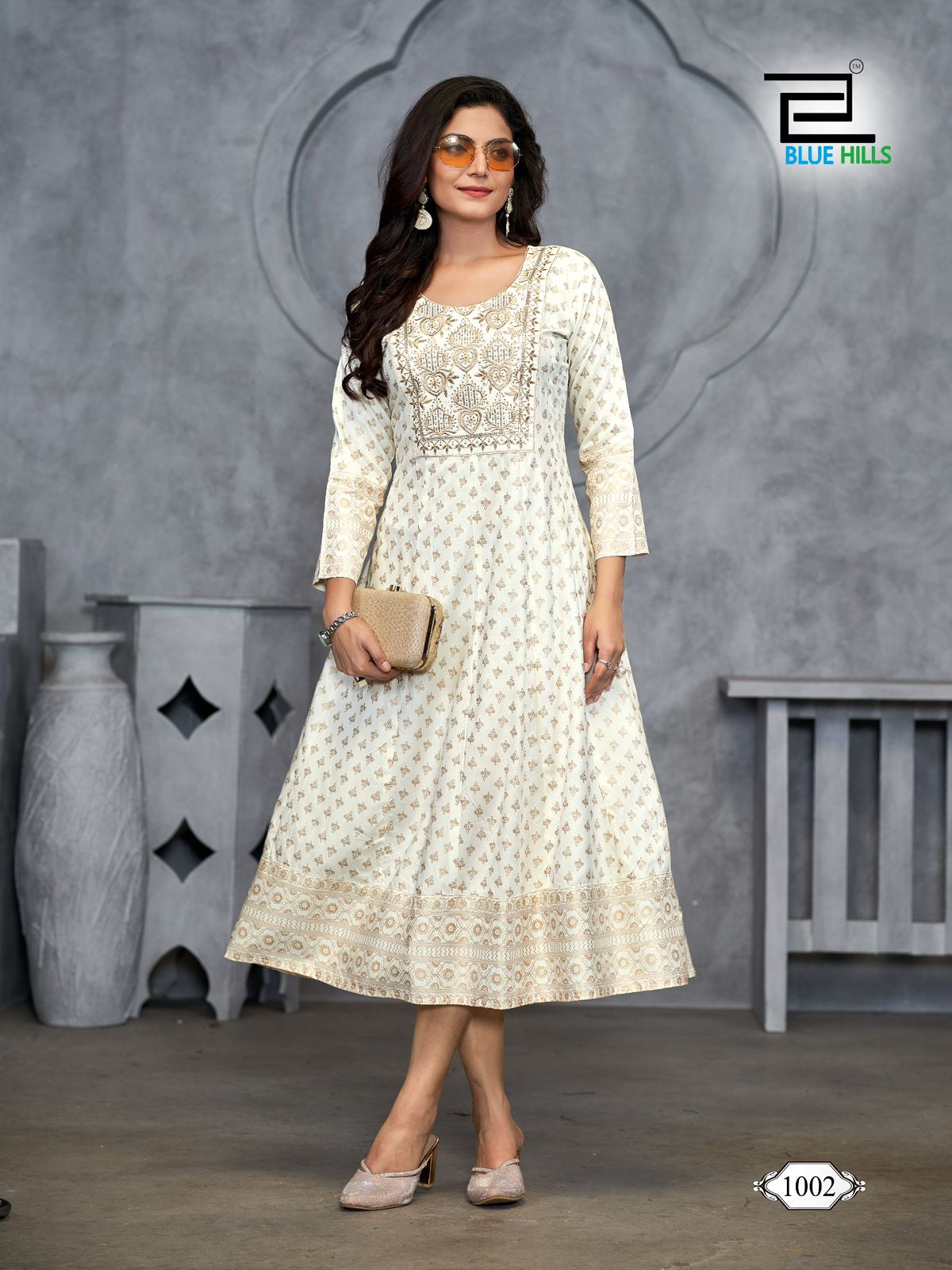 Womaniya Plus Vol 1 Blue Hills Rayon 14Kg Anarkali Kurtis Exporter