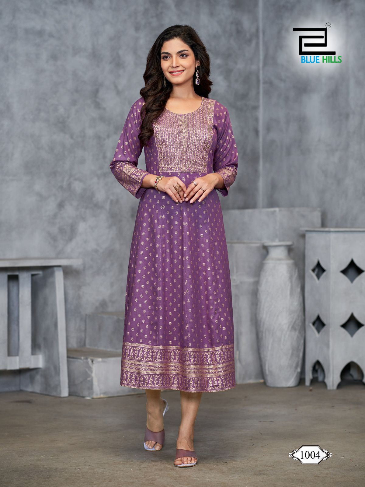 Womaniya Plus Vol 1 Blue Hills Rayon 14Kg Anarkali Kurtis Exporter