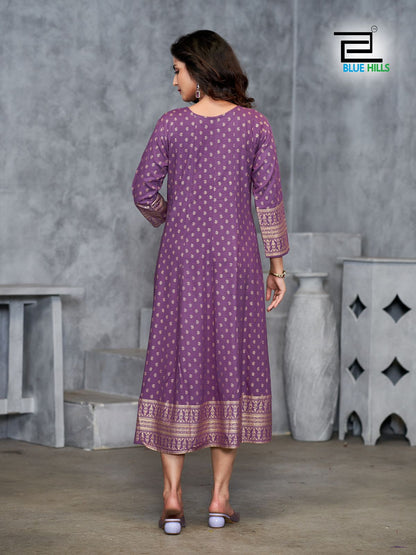 Womaniya Plus Vol 1 Blue Hills Rayon 14Kg Anarkali Kurtis Exporter