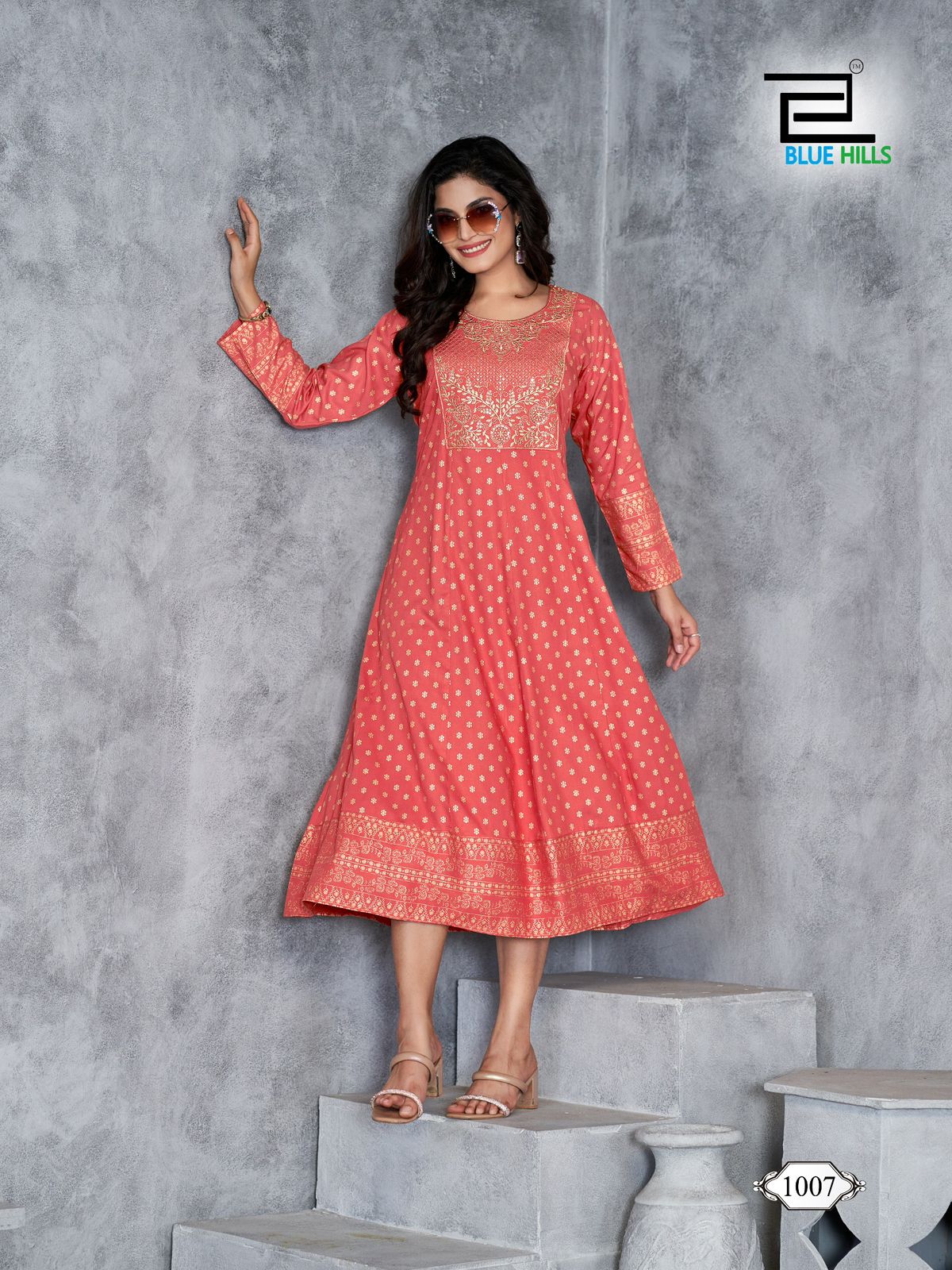 Womaniya Plus Vol 1 Blue Hills Rayon 14Kg Anarkali Kurtis Exporter
