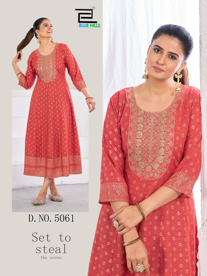 Womaniya Pro Blue Hills Rayon 14Kg Long Kurtis Manufacturer