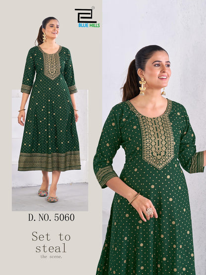 Womaniya Pro Blue Hills Rayon 14Kg Long Kurtis Manufacturer
