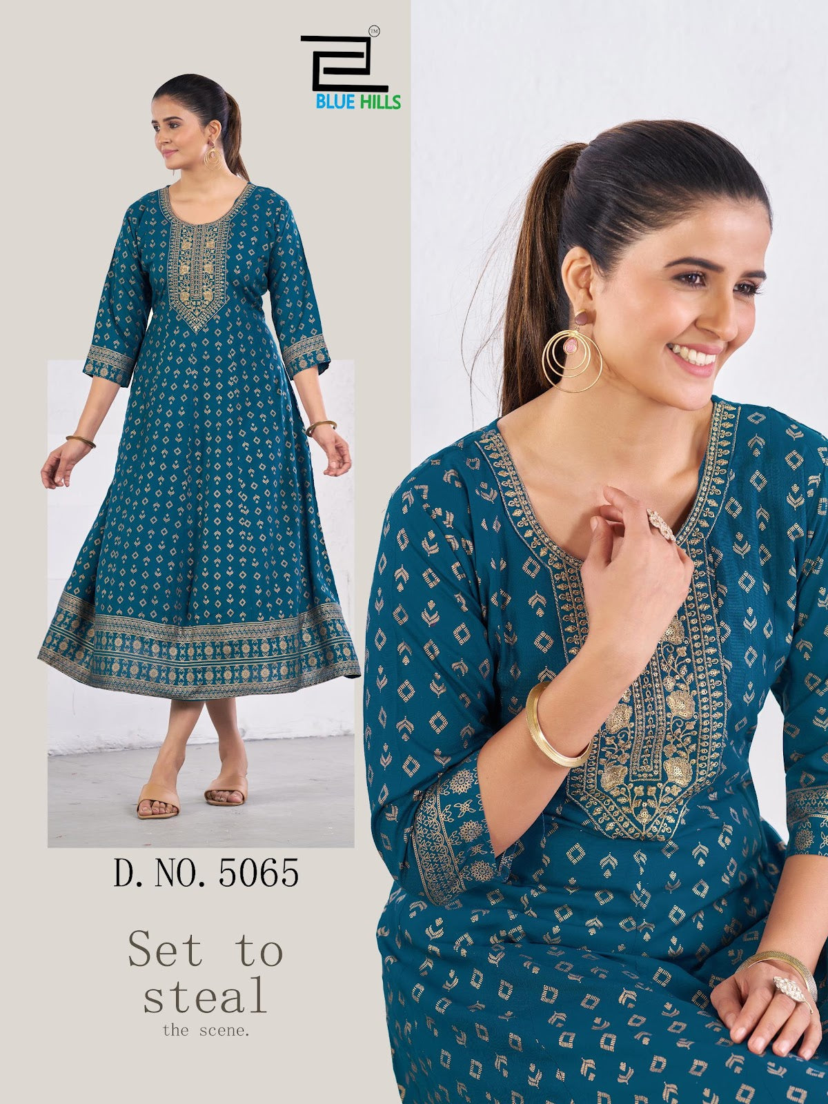 Womaniya Pro Blue Hills Rayon 14Kg Long Kurtis Manufacturer
