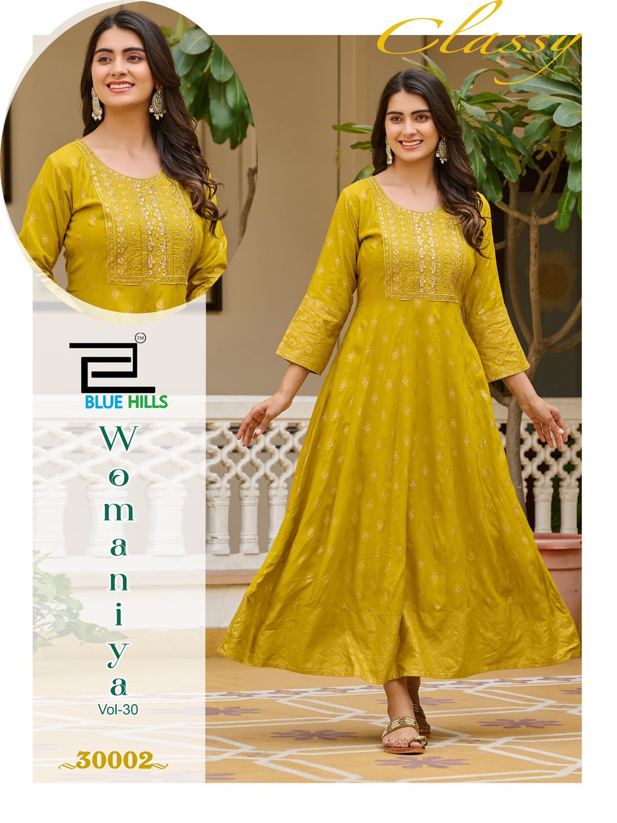 Womaniya Vol 30 Blue Hills Rayon 14Kg Anarkali Kurtis Exporter