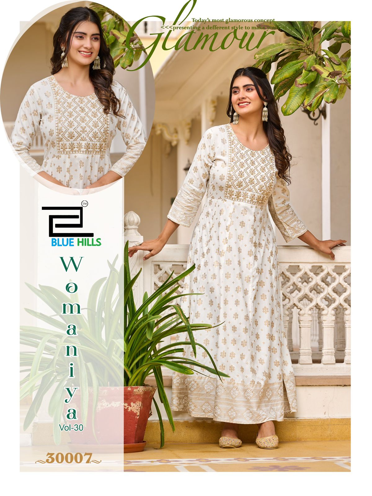 Womaniya Vol 30 Blue Hills Rayon 14Kg Anarkali Kurtis Exporter