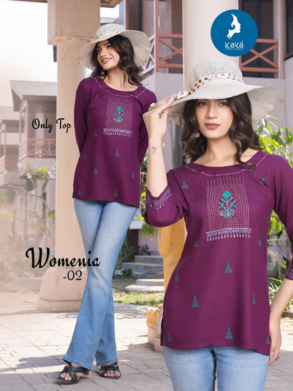 Womenia Kaya Reyon Short Kurtis Manufacturer India