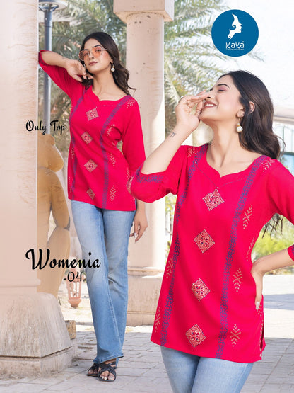 Womenia Kaya Reyon Short Kurtis Manufacturer India