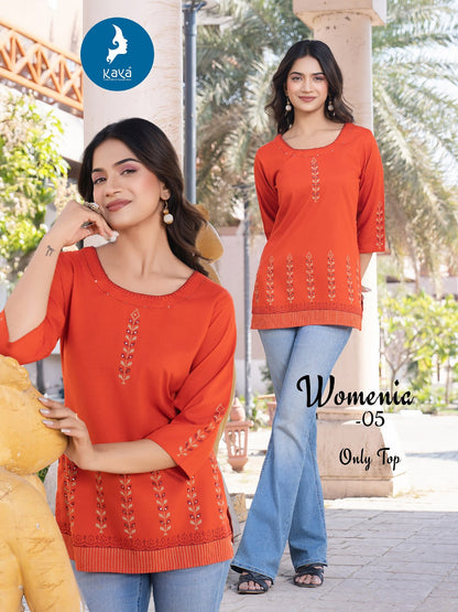 Womenia Kaya Reyon Short Kurtis Manufacturer India