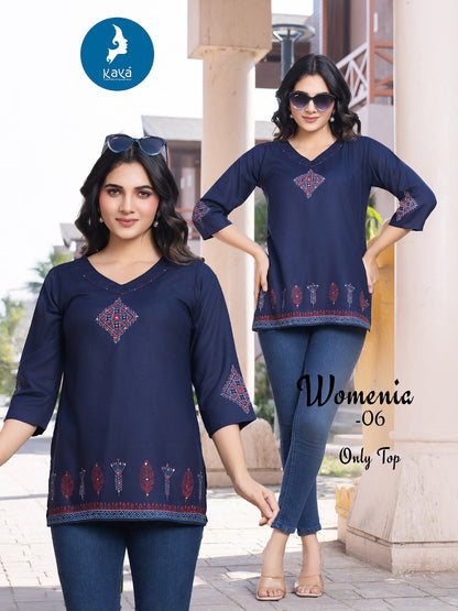 Womenia Kaya Reyon Short Kurtis Manufacturer India