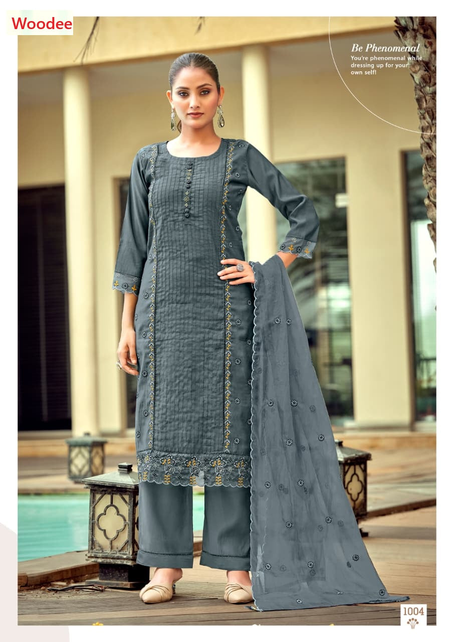 Womika Vol 2 Woodee Cotton Readymade Plazzo Style Suits Wholesaler Gujarat