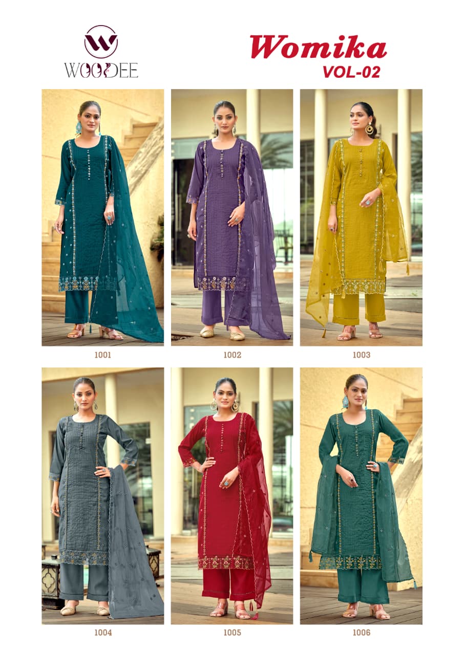 Womika Vol 2 Woodee Cotton Readymade Plazzo Style Suits Wholesaler Gujarat