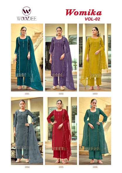 Womika Vol 2 Woodee Cotton Readymade Plazzo Style Suits Wholesaler Gujarat