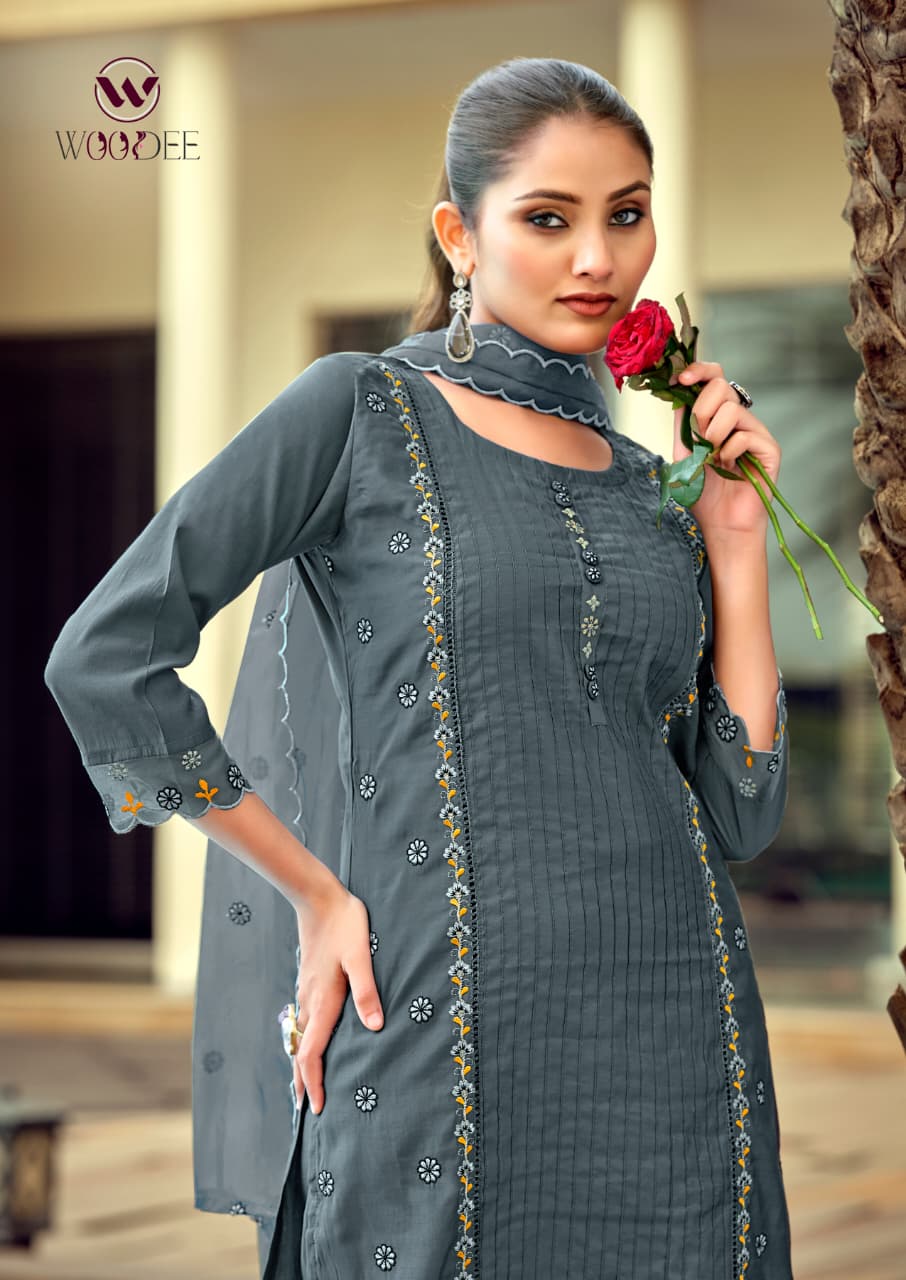 Womika Vol 2 Woodee Cotton Readymade Plazzo Style Suits Wholesaler Gujarat