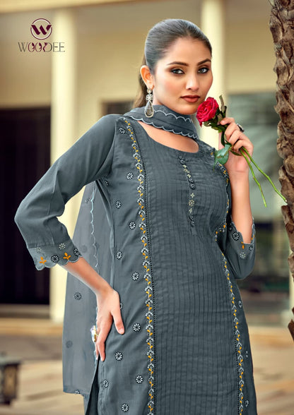 Womika Vol 2 Woodee Cotton Readymade Plazzo Style Suits Wholesaler Gujarat