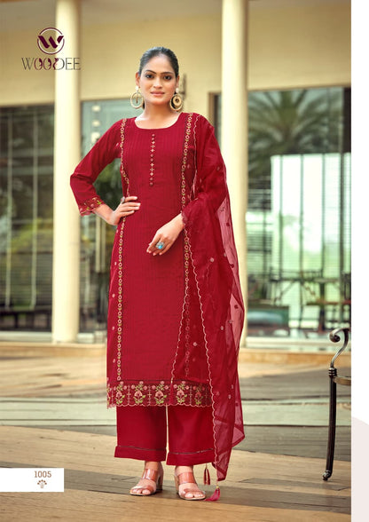 Womika Vol 2 Woodee Cotton Readymade Plazzo Style Suits Wholesaler Gujarat