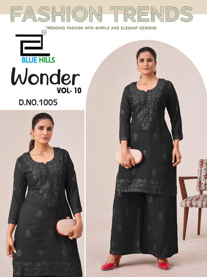 Wonder Vol 10 Blue Hills Rayon 14Kg Kurti Plazzo Set Wholesaler