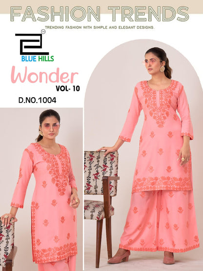 Wonder Vol 10 Blue Hills Rayon 14Kg Kurti Plazzo Set Wholesaler