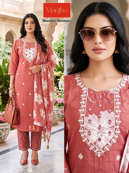 Wonder Woman Manjho Vatican Readymade Pant Style Suits Wholesaler Ahmedabad
