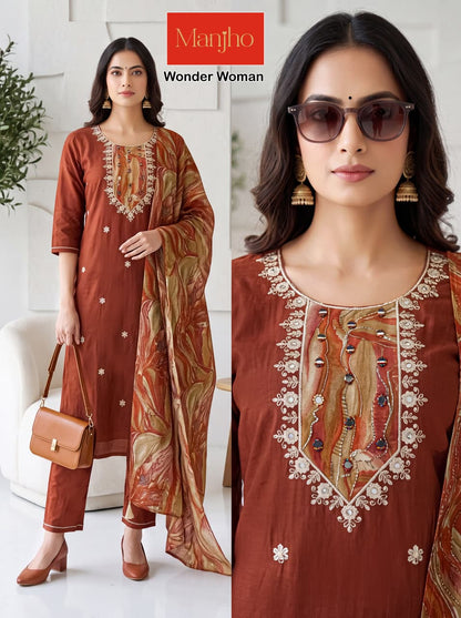Wonder Woman Manjho Vatican Readymade Pant Style Suits Wholesaler Ahmedabad