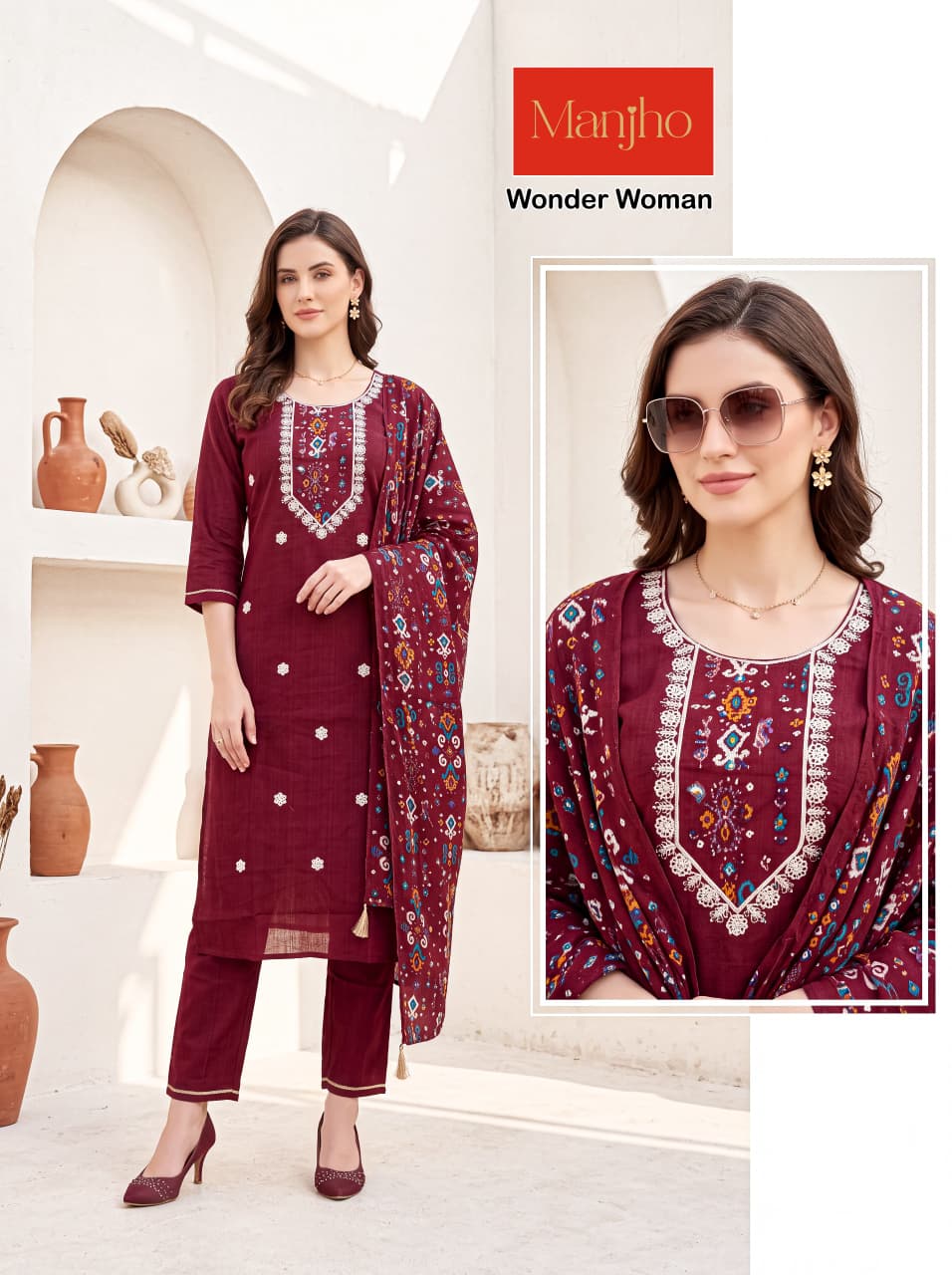 Wonder Woman Manjho Vatican Readymade Pant Style Suits Wholesaler Ahmedabad