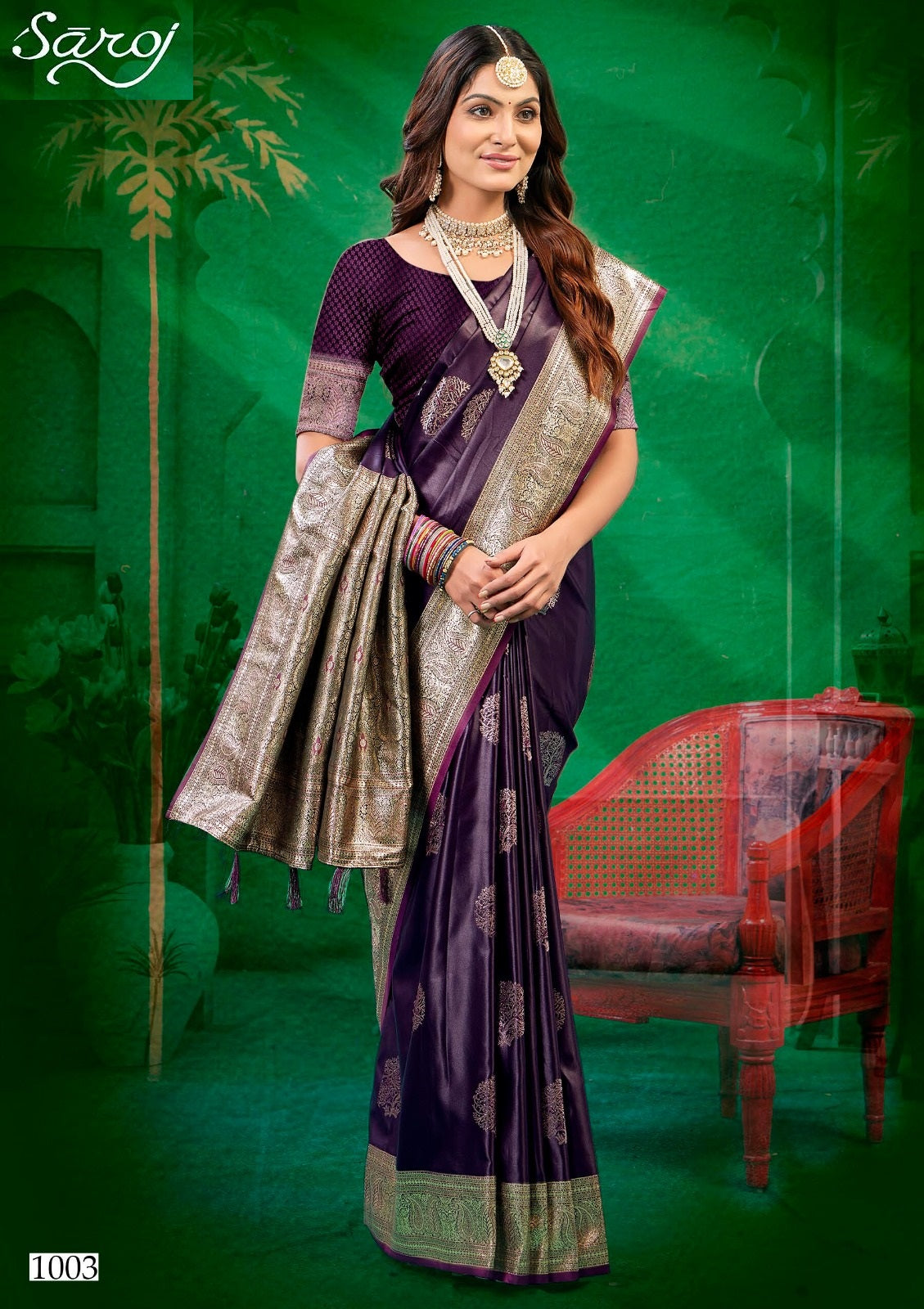 Wonderlook Satin Saroski 1 Saroj Silk Sarees Exporter