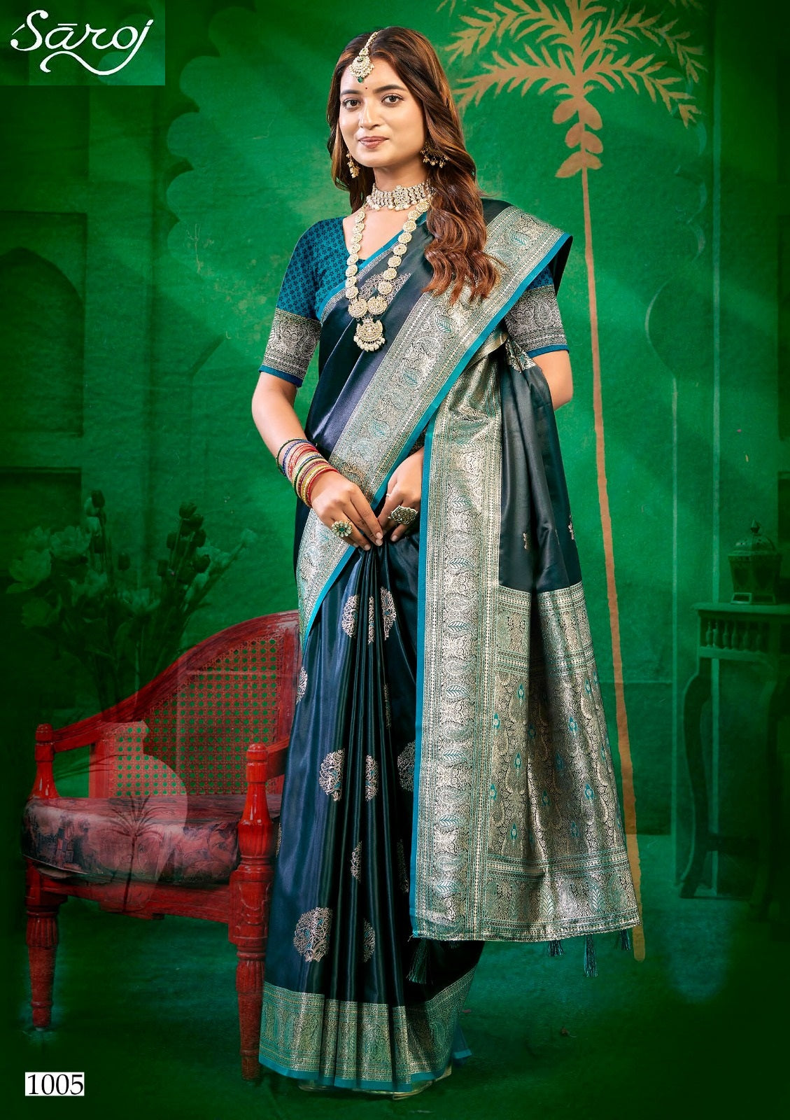 Wonderlook Satin Saroski 1 Saroj Silk Sarees Exporter