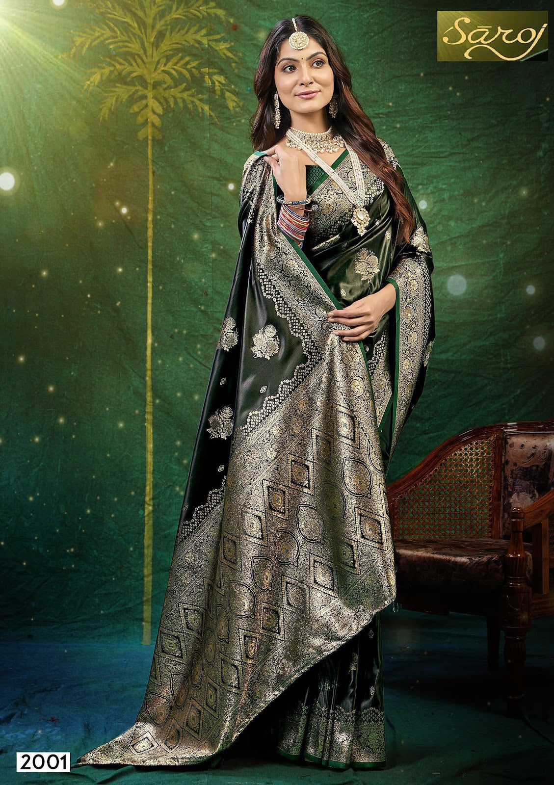 Wonderlook Satin Saroski 2 Saroj Silk Sarees Manufacturer