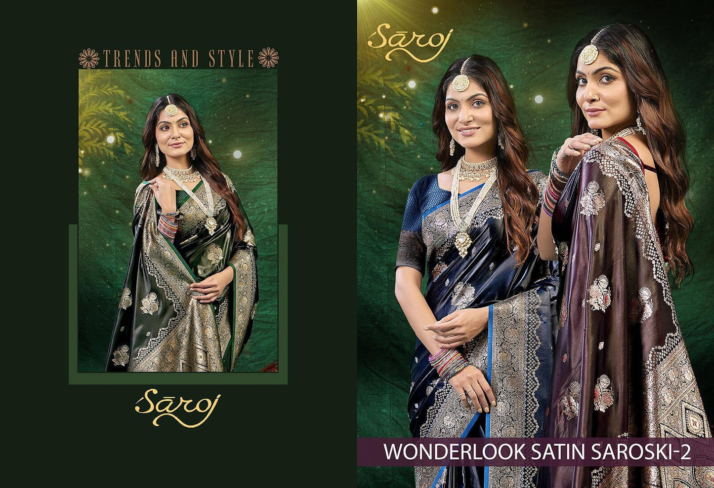 Wonderlook Satin Saroski 2 Saroj Silk Sarees Manufacturer