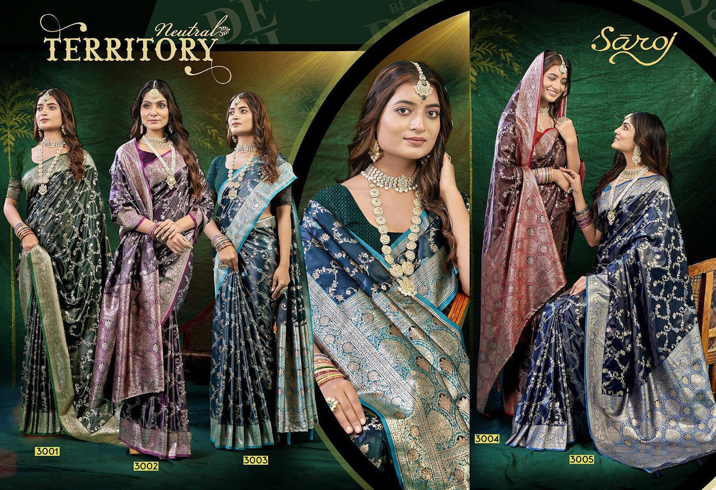 Wonderlook Satin Saroski 3 Saroj Silk Sarees Wholesale