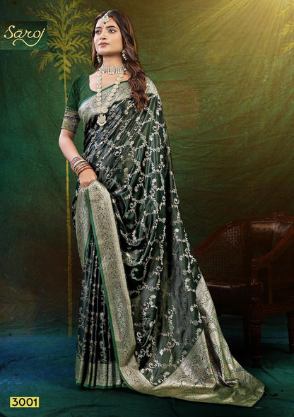 Wonderlook Satin Saroski 3 Saroj Silk Sarees Wholesale