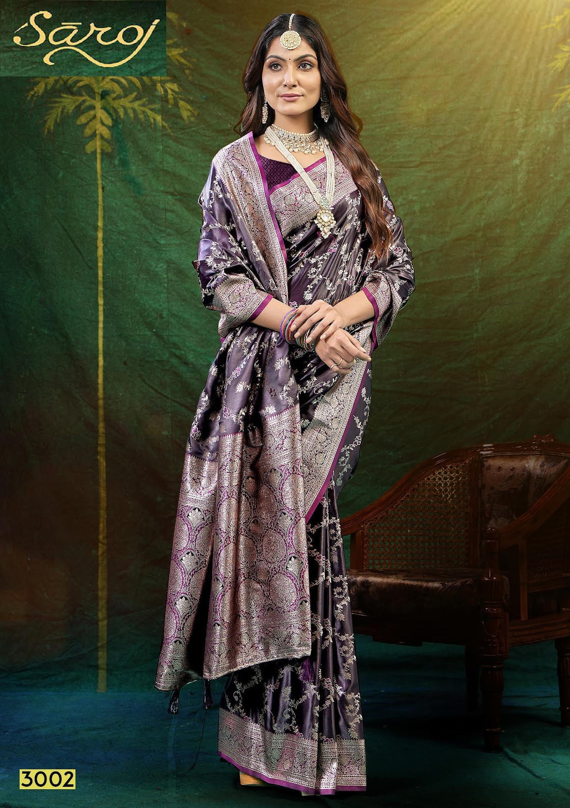 Wonderlook Satin Saroski 3 Saroj Silk Sarees Wholesale