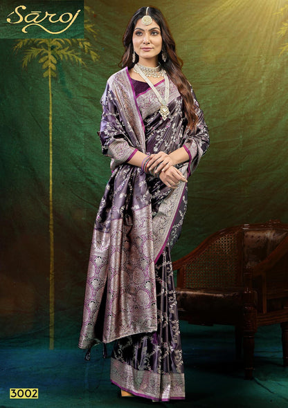 Wonderlook Satin Saroski 3 Saroj Silk Sarees Wholesale