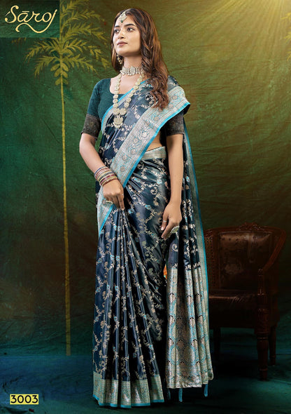 Wonderlook Satin Saroski 3 Saroj Silk Sarees Wholesale