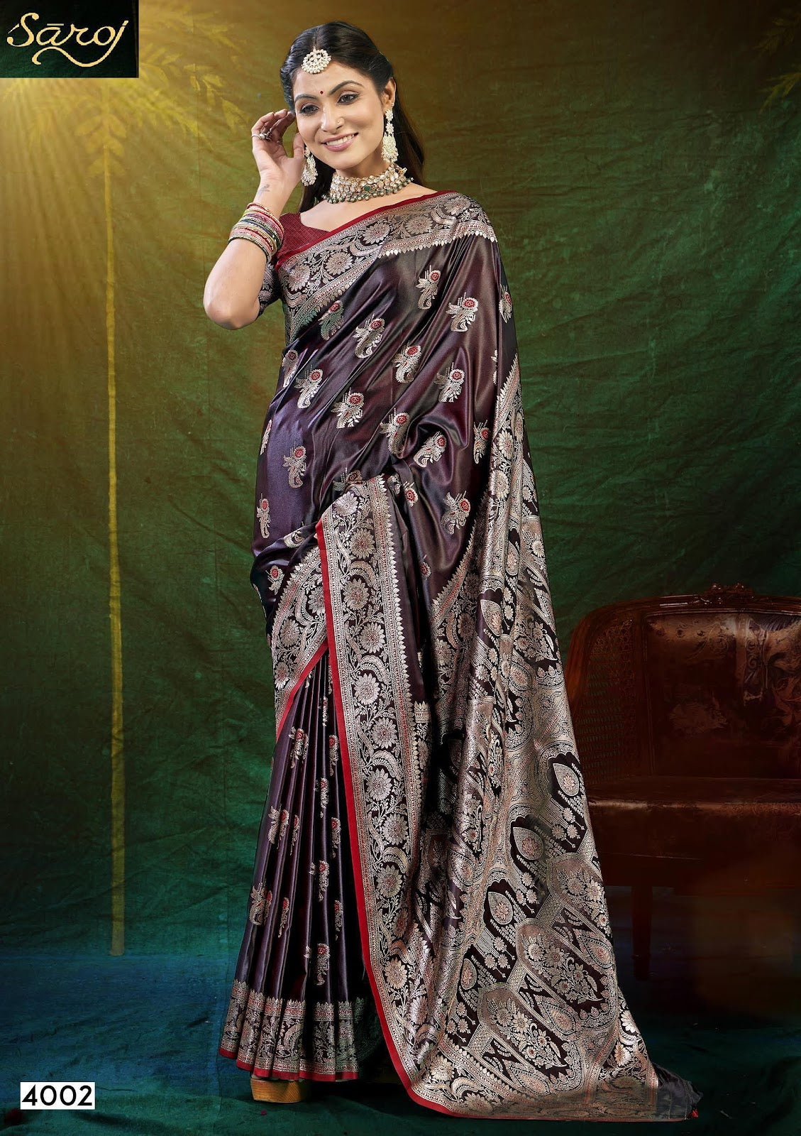 Wonderlook Satin Saroski 4 Saroj Silk Sarees Supplier