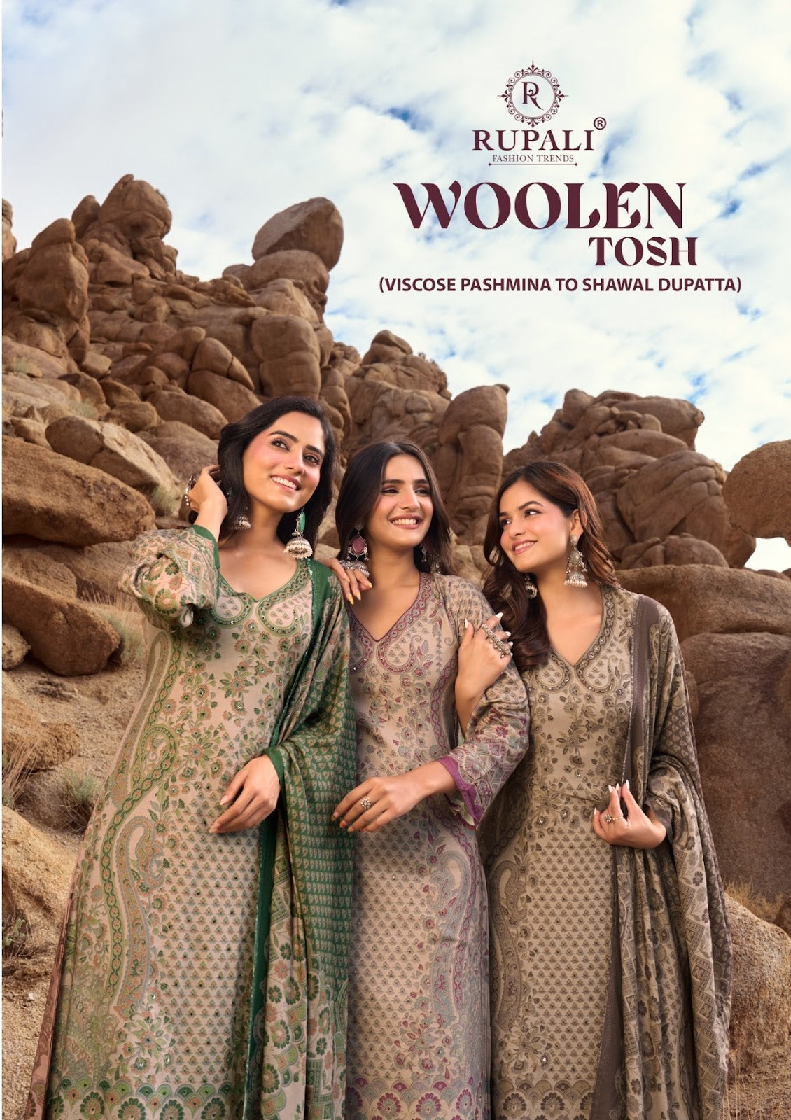 Woolen Tosh Rupali Viscose Pashmina Suits Supplier Gujarat