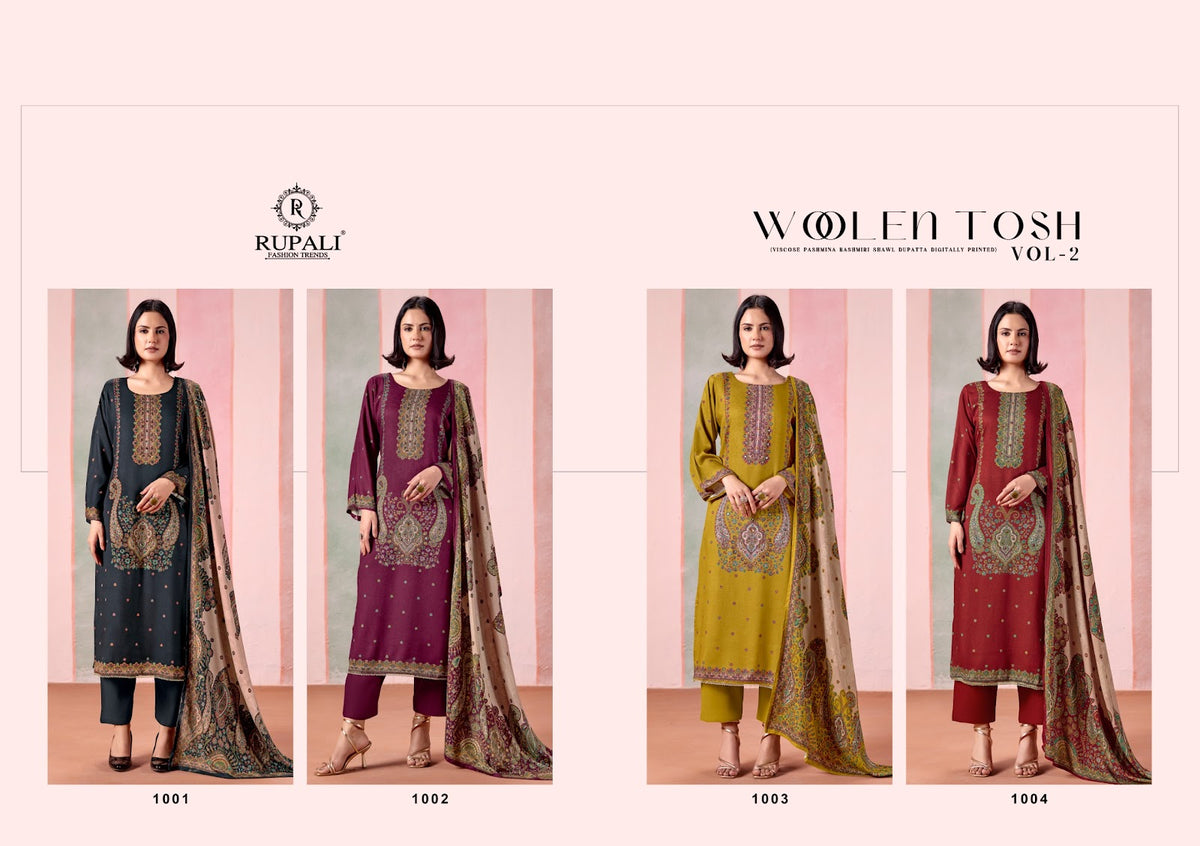 Woolen Tosh Vol 2 Rupali Viscose Pashmina Suits Exporter