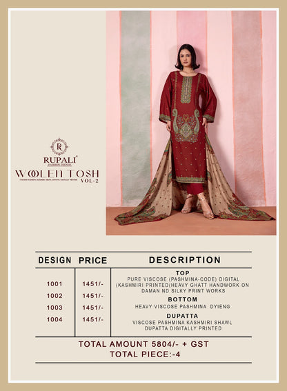 Woolen Tosh Vol 2 Rupali Viscose Pashmina Suits Exporter