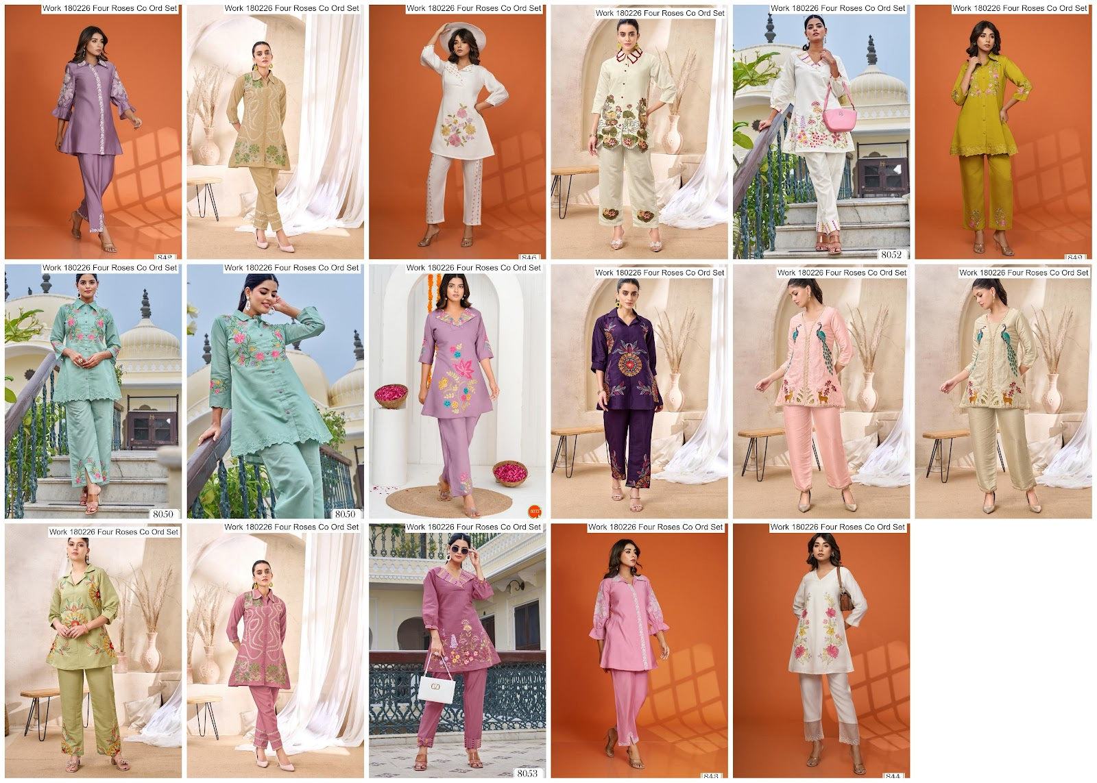 Work 180226 Four Roses Roman Glass Co Ord Set Manufacturer